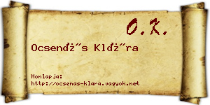 Ocsenás Klára névjegykártya