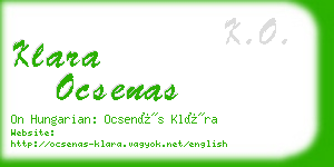 klara ocsenas business card